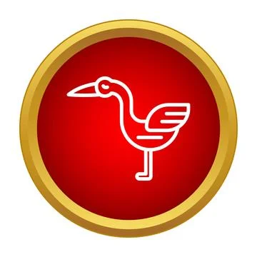Stork bird icon in a red circle button Stock Illustration