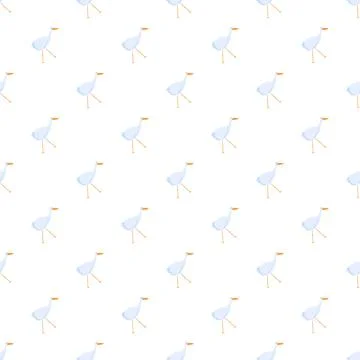 Stork bird seamless pattern with cartoon animal character Stock Illustration