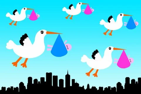 Stork city Stock Illustration