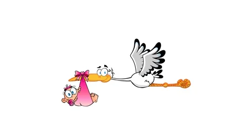 cute stork delivering baby