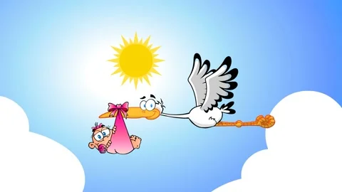 Animated Cartoon Baby Stork Stock Video Footage | Royalty Free Animated  Cartoon Baby Stork Videos | Pond5
