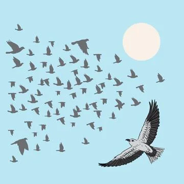 Stork in flight Stock Illustration
