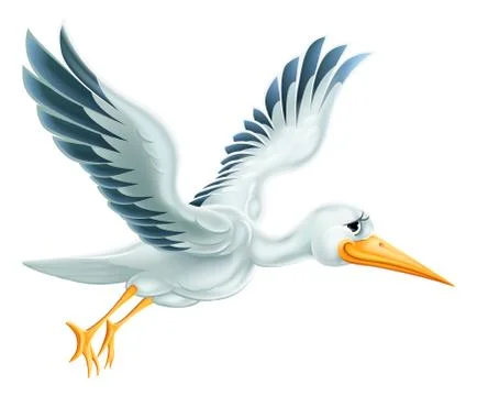 Stork flying cartoon 스톡 일러스트