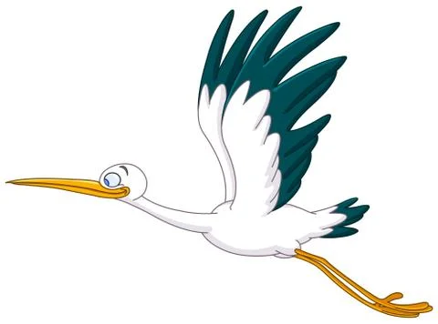 Stork flying Stock Illustration