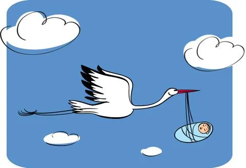 Stork with the kid Stock Illustration