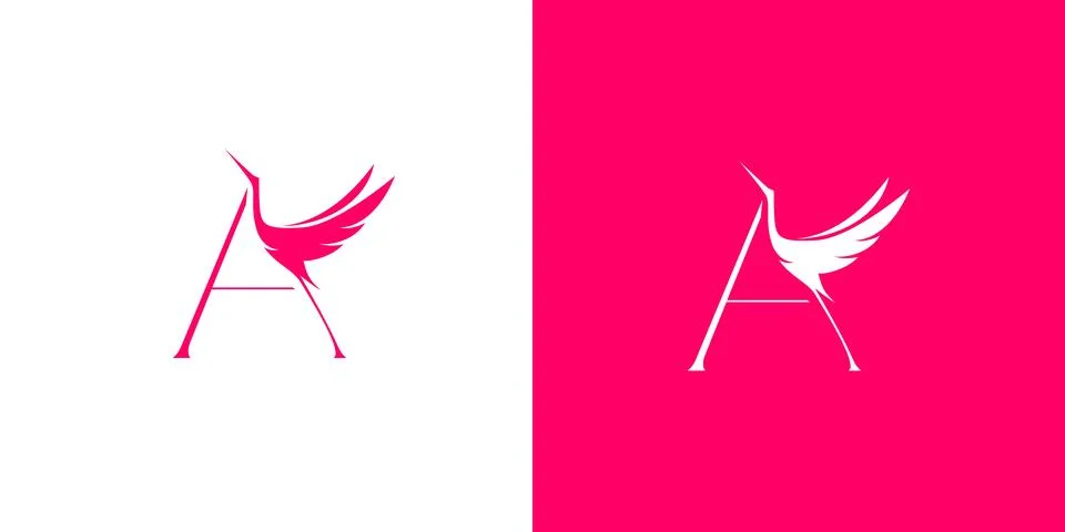 The stork logo design with the initials A is unique and modern Stock Illustration