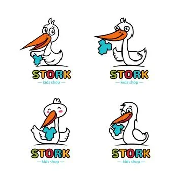 Stork logos set Stock Illustration