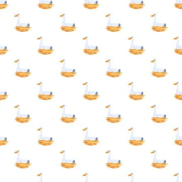 Stork in nest cartoon pattern background illustration Illustrazione stock