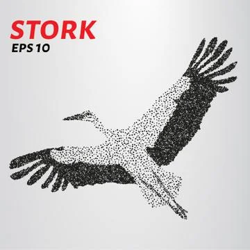 Stork of the points. Vector illustration of a stork composed of circles. Stock Illustration