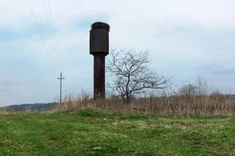 Stork on tower Stock Photos