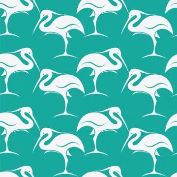 Stork vector art background design for fabric and decor. Seamless pattern 스톡 일러스트