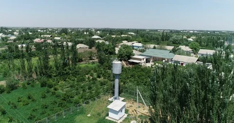 Stork's nest on the water tower Stock Footage 117992084