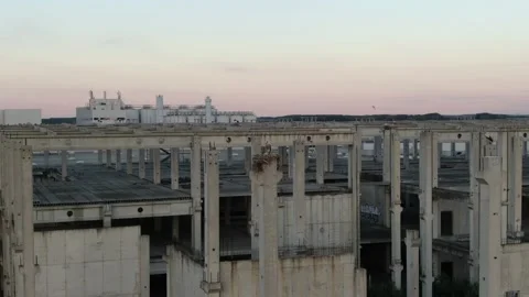Stork's nests on concrete pillars at sunset 動画素材 135018416