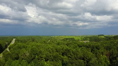 Storm aerial over trees Stock Footage 78403922
