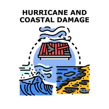 Storm and coastal damage vector concept illustration Stock Illustration