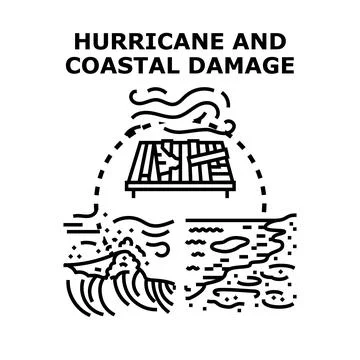 Storm and coastal damage vector concept illustration Stock Illustration