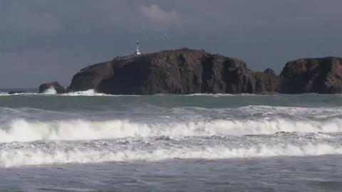 Storm and lighthouse Video stock 147490312