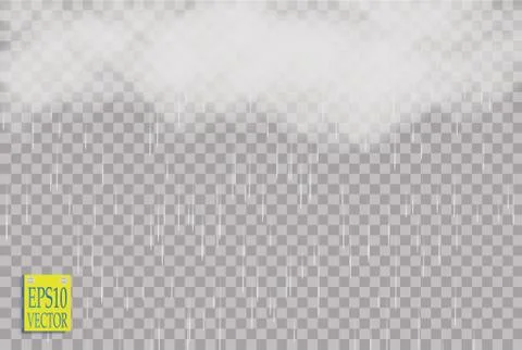 Storm and Lightning with rain and white cloud isolated on transparent background Stock Illustration