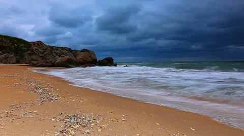 Storm and the sea Stock Footage 21505926