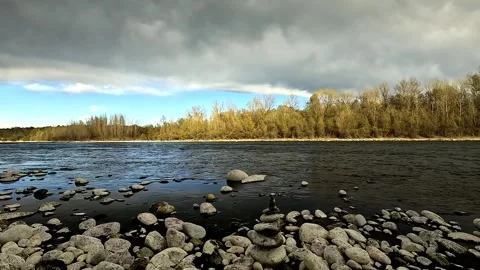 The storm is approaching along the banks of the Ticino river Stock Footage 312162353