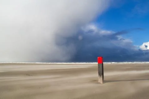 Storm approaching beach Stock Photos