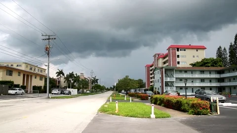 Storm Approaching Condos Stock Footage 76746201