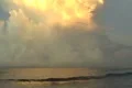 Storm approaching-moving fast on Ocean-Sea Horizon at sunrise Footage