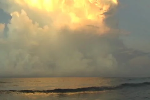 Storm approaching-moving fast on Ocean-Sea Horizon at sunrise Stock Footage 8360224