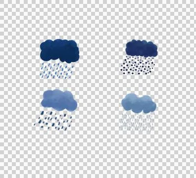 Storm art set are moving, Rain cloud and lightning, It's raining, animation Stock Illustration
