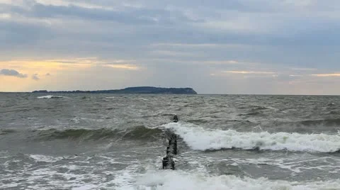 Storm on Baltic Sea coast Stock Footage 10889615