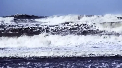 Storm on the beach Stock Footage 84327596