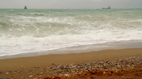 Storm on the Beach in Turkey Stock Footage 63449845