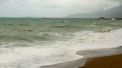 Storm on the Beach in Turkey Stock Footage 63449888