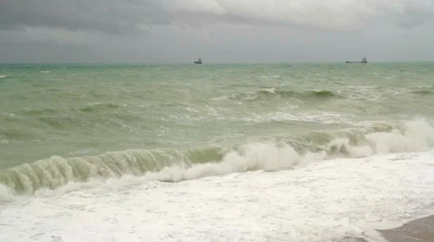 Storm on the Beach in Turkey Video stock 63449898