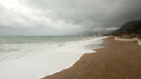 Storm on the Beach in Turkey Stock Footage 63449936