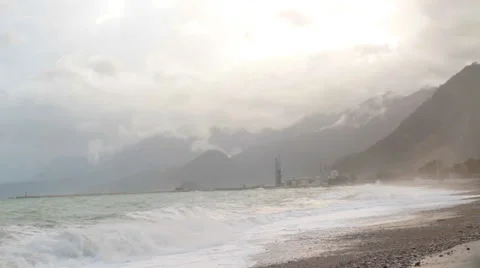Storm on the Beach in Turkey Video stock 63450105