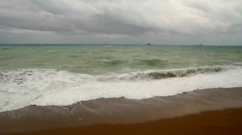 Storm on the Beach in Turkey Video stock 63450130