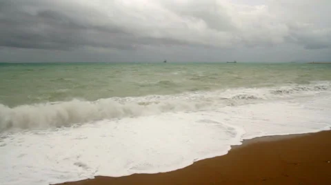 Storm on the Beach in Turkey Stock Footage 63450142