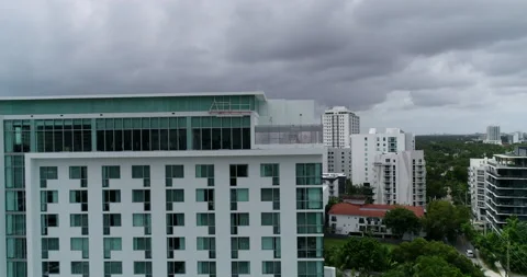 Storm behind the high rises in Miami Video stock 148960708