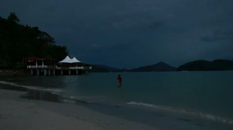 Storm Behind Island 2 Stock Footage 37149267