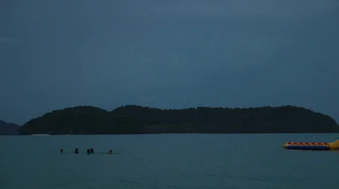 Storm Behind Island 3 Stock Footage 37149205