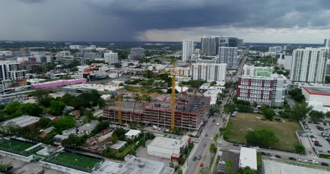 Storm behind new construction in Miami Stock Footage 196771426