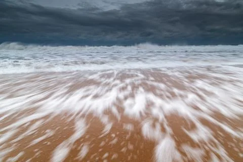 Storm with big waves on the beach Stock-Fotos