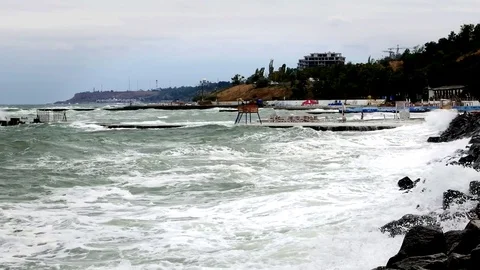 Storm At The Black Sea On The Beach Stock Footage 70401588