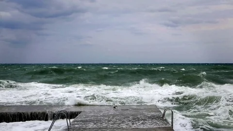 Storm At The Black Sea On The Beach Stock Footage 70401615