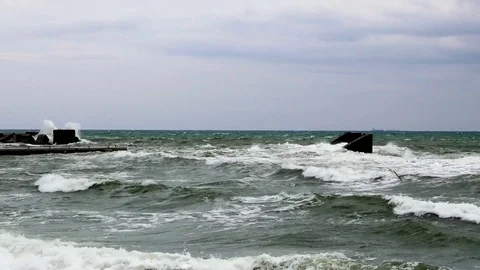 Storm At The Black Sea Stock Footage 70402213