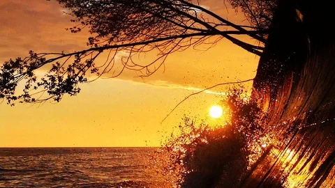 Storm in the Black sea at sunset. Stock Footage 109337222
