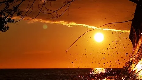 Storm in the Black sea at sunset. Stock Footage 109337371