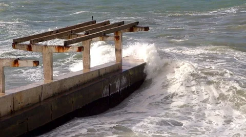 Storm on Black sea in winter Stock Footage 63321501