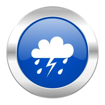 Storm blue circle chrome web icon isolated. Stock Illustration
